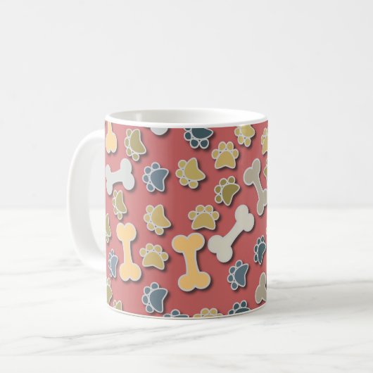 Tatzen und Knochen-Pfirsich-Tasse Kaffeetasse (Vorderseite Links)