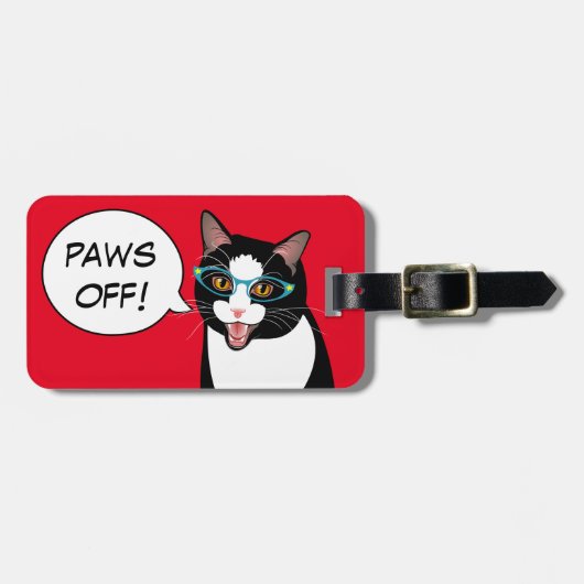 TATZEN WEG! Freche Smokings-Katzen-Reise Gepäckanhänger (Vorderseite horizontal)