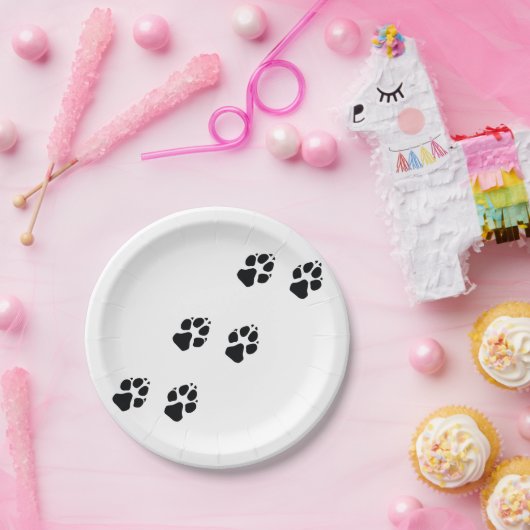 Tatzendrucke eines Hundes Pappteller (Party)