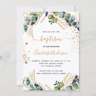 Tau-Eukalyptus-Grün-Gold-Schrift Einladung