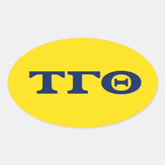 Tau Gamma Theta Oval Stickers - Blau auf Gelb