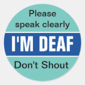Taubbewusst, Hörbehinderung, Taubheit, weniger hör Runder Aufkleber (Vorderseite)