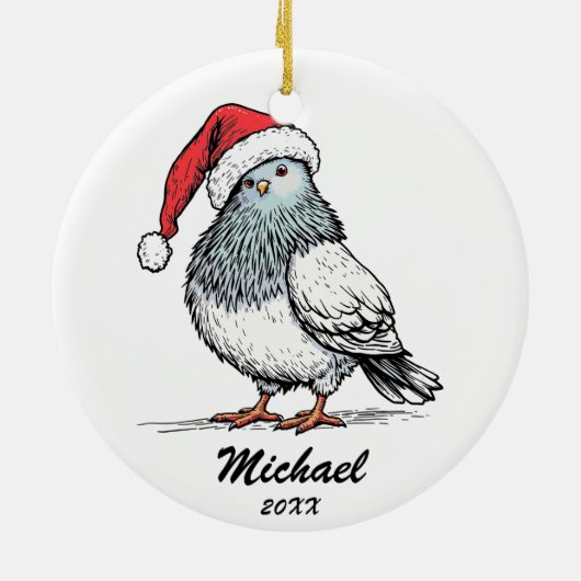 Täubchen Weihnachten Weihnachten Personalisiert Keramik Ornament (Hinten)