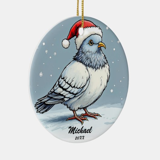 Täubchen Weihnachten Weihnachten Personalisiert Keramik Ornament (Rechts)