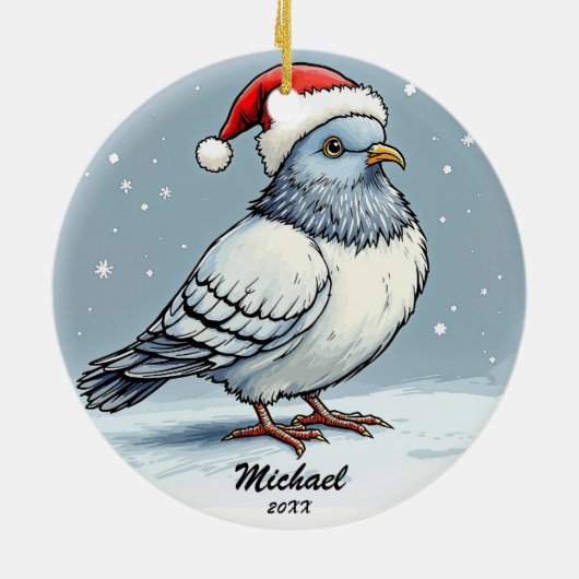 Täubchen Weihnachten Weihnachten Personalisiert Keramik Ornament (Hinten)