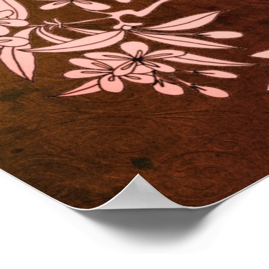 Taube auf Branch Bird Motif Art Poster (Ecke)