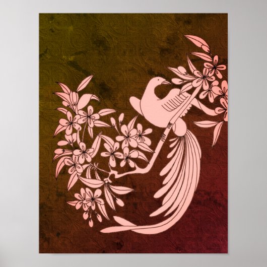 Taube auf Branch Bird Motif Art Poster (Vorne)