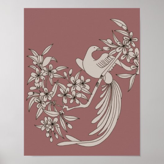 Taube auf Branch Bird Motif Art Poster (Vorne)