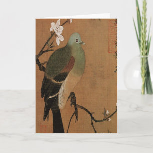 Taube auf dem Pfirsichbaum Vintage japanisches Flo Karte