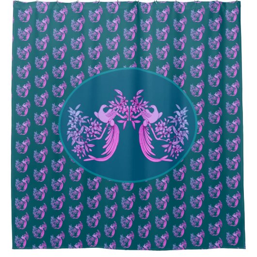 Taube auf Flower Branch Art Duschvorhang (Vorderseite)