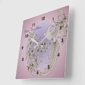 Taube auf Flower Branch Art Quadratische Wanduhr (Winkel)