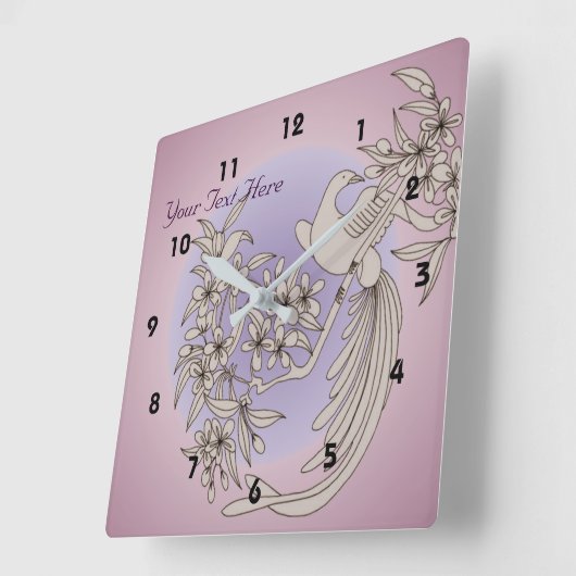 Taube auf Flower Branch Art Quadratische Wanduhr (Winkel)