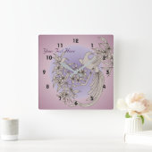 Taube auf Flower Branch Art Quadratische Wanduhr (Zuhause)