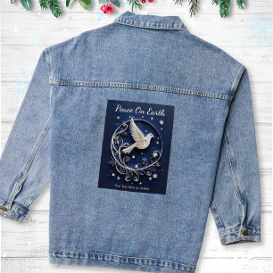 Taube des Friedens Elegante Faux-Papierkunst Nacht Jeansjacke