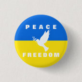 Taube des Friedens - Flagge der Ukraine - Frieden Button (Vorderseite)