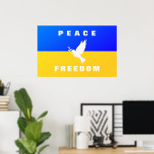 Taube des Friedens - Flagge der Ukraine - Frieden  Poster (Heimbüro)