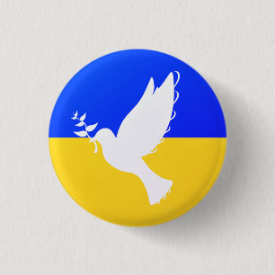 Taube des Friedens - Flagge der Ukraine - Friedens Button