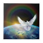 Taube des Friedens Heiliger Geist über der Erde mi Fliese (Vorderseite)