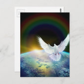 Taube des Friedens Heiliger Geist über der Erde mi Postkarte (Vorne/Hinten)