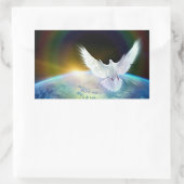 Taube des Friedens Heiliger Geist über der Erde mi Rechteckiger Aufkleber (Tasche)