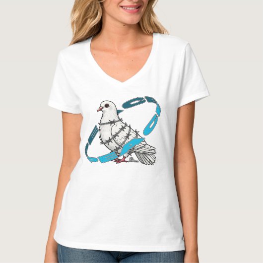 Taube des Friedens in Barbed Wire Embrace T-Shirt (Vorderseite)