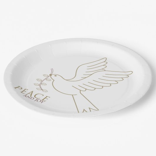 Taube des Friedens Pappteller (Schrägansicht)