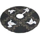 Taube des Friedens Schwarz-Weiß Polyester Weihnachtsbaumdecke (Schrägansicht)