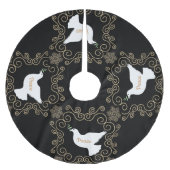 Taube des Friedens Schwarz-Weiß Polyester Weihnachtsbaumdecke (Vorderseite)
