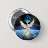 Taube des Friedens über der Erde aus dem Weltraum Button (Vorne & Hinten)