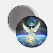 Taube des Friedens über der Erde aus dem Weltraum Magnet (Vorderseite/Rückseite)