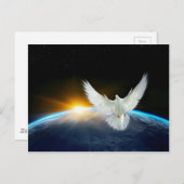 Taube des Friedens über Planet Erde Sonnenaufgang Postkarte (Vorne/Hinten)