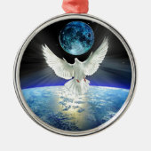 Taube des Friedens über Planeten-Erdsonnenaufgang Ornament Aus Metall (Vorne)