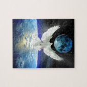 Taube des Friedens über Planeten-Erdsonnenaufgang Puzzle (Horizontal)
