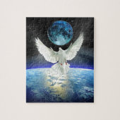 Taube des Friedens über Planeten-Erdsonnenaufgang Puzzle (Vertikal)