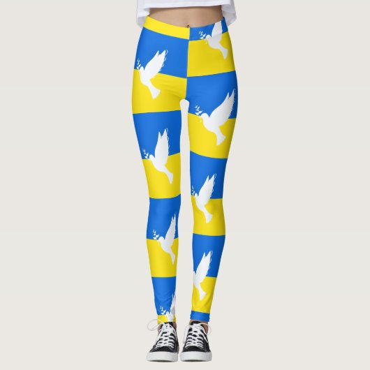 Taube des Friedens - ukrainische Flagge - Frieden Leggings (Vorderseite)