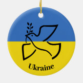 Taube des Friedens ukrainisches Flaggendesign Keramik Ornament (Hinten)