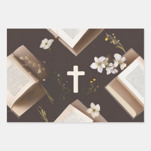 Taube des Friedens und Cross Grace Geschenkpapier Set (Vorderseite)