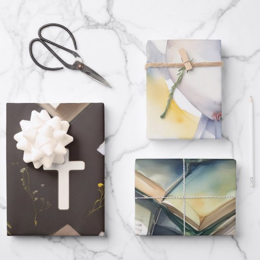 Taube des Friedens und Cross Grace Geschenkpapier Set (Vorderseite)
