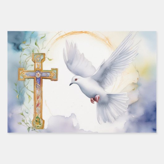 Taube des Friedens und der Kreuzfahrtnähe Geschenkpapier Set (Vorderseite)