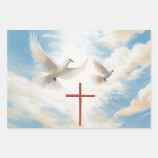 Taube des Friedens und Kreuzreflektion Geschenkpapier Set (Vorderseite 2)