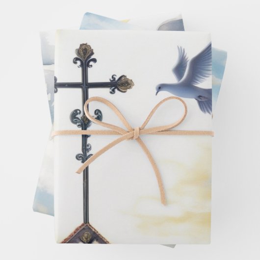 Taube des Friedens und Kreuzreflektion Geschenkpapier Set (Beispiel)