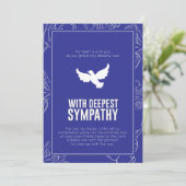 Taube des Gedenkens Deep Blue Gerahmtes Beileid Einladung (Stehend Vorderseite)