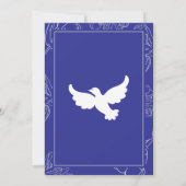 Taube des Gedenkens Deep Blue Gerahmtes Beileid Einladung (Rückseite)