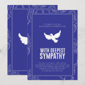 Taube des Gedenkens Deep Blue Gerahmtes Beileid Einladung (Vorne/Hinten)