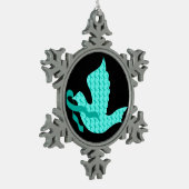 Taube des Hoffnungs-aquamarinen Bandes - Schneeflocken Zinn-Ornament (Links)
