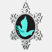 Taube des Hoffnungs-aquamarinen Bandes - Schneeflocken Zinn-Ornament (Rechts)