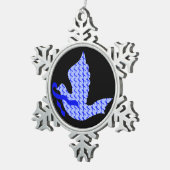 Taube des Hoffnungs-blauen Bandes - Darmkrebs Schneeflocken Zinn-Ornament (Rechts)