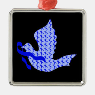 Taube des Hoffnungs-blauen Bandes - Darmkrebs Silbernes Ornament