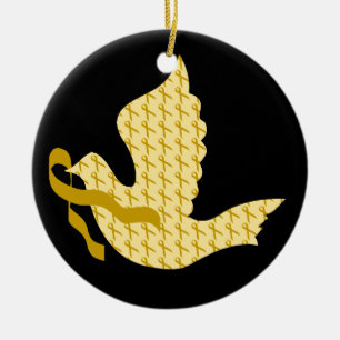 Taube des Hoffnungs-Goldbandes - Kindheits-Krebs Keramik Ornament