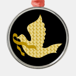 Taube des Hoffnungs-Goldbandes - Kindheits-Krebs Silbernes Ornament